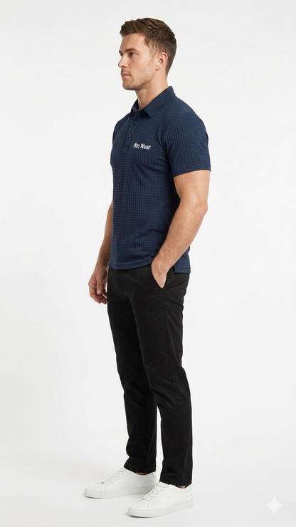 NexWear Textured Polo Shirt - Navy Blue