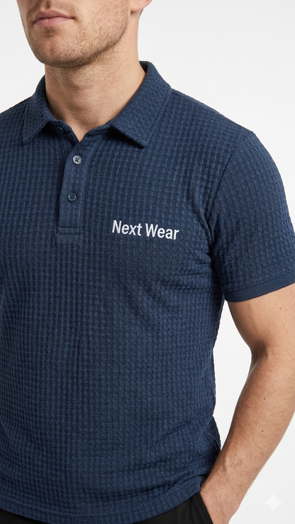 NexWear Textured Polo Shirt - Navy Blue