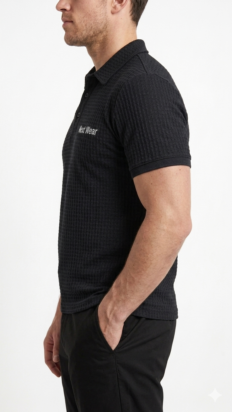 NexWear Textured Polo Shirt - Black