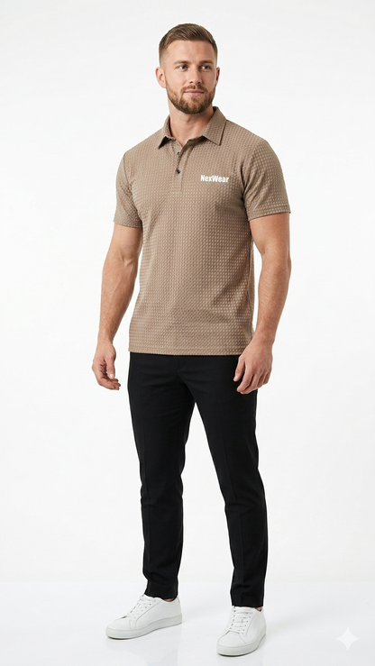 NexWear Textured Polo Shirt - Beige