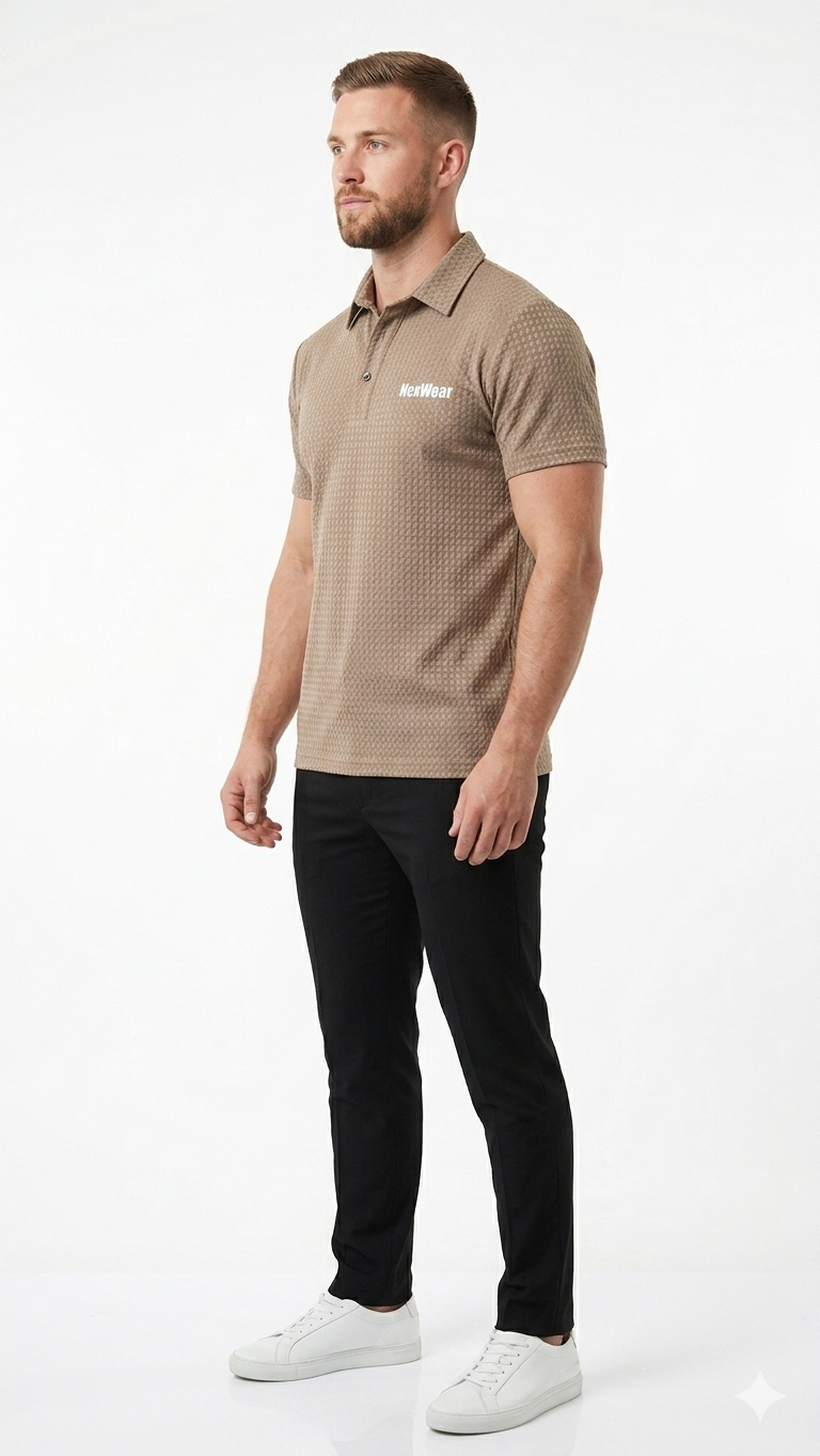 NexWear Textured Polo Shirt - Beige