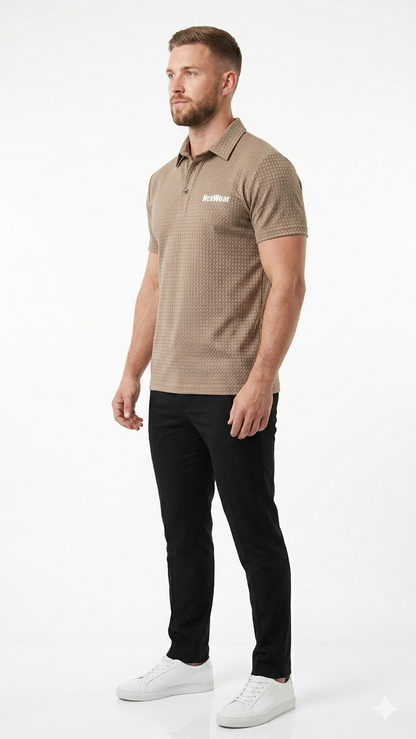 NexWear Textured Polo Shirt - Beige