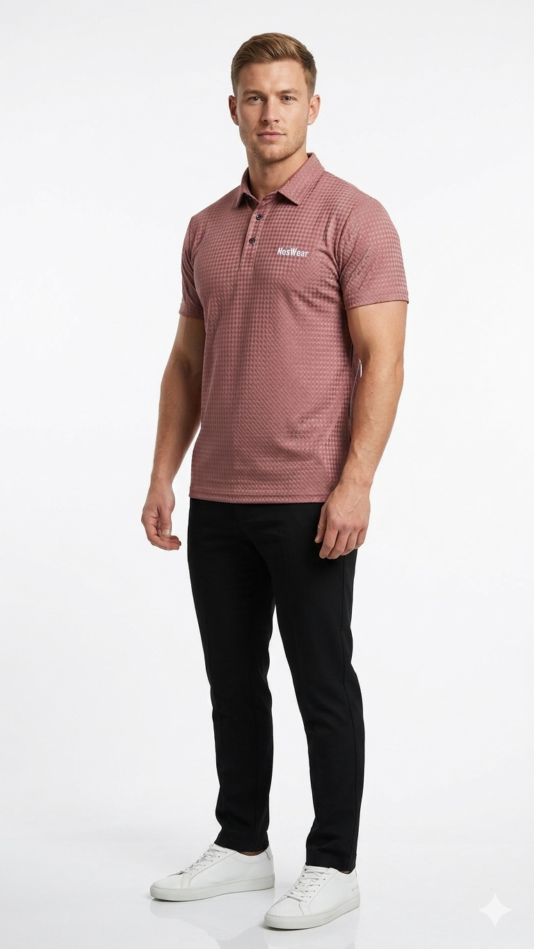 NexWear Textured Polo Shirt - Dusty Rose