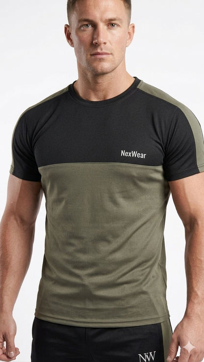 NexWear Contrast Performance Tracksuit - Olive Green