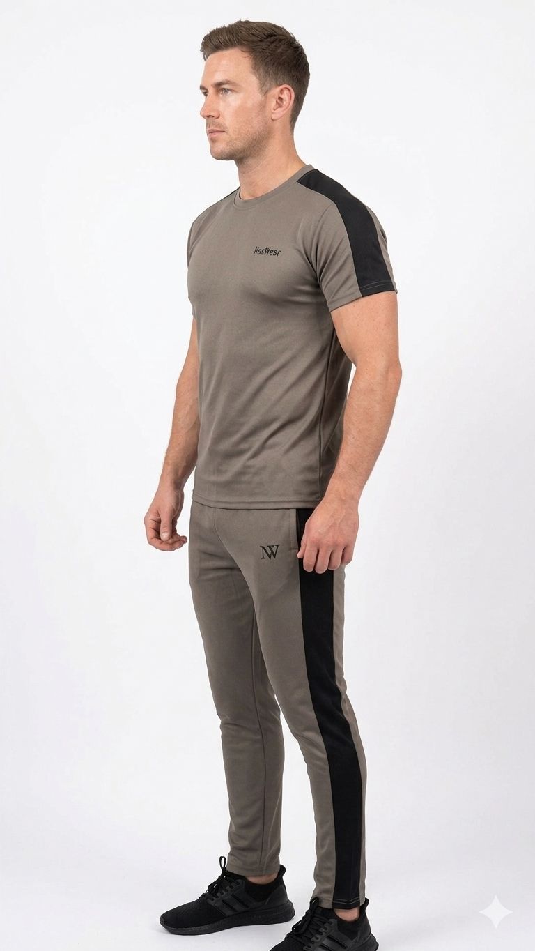 NexWear Contrast Performance Tracksuit - Coffee & Black
