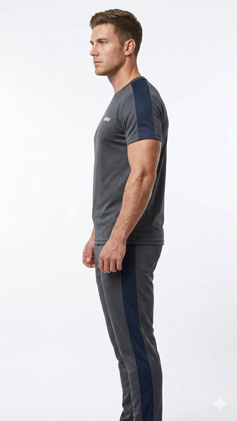 NexWear Contrast Performance Tracksuit - Grey & Blue