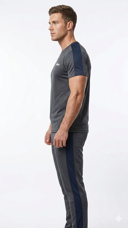 NexWear Contrast Performance Tracksuit - Grey & Blue