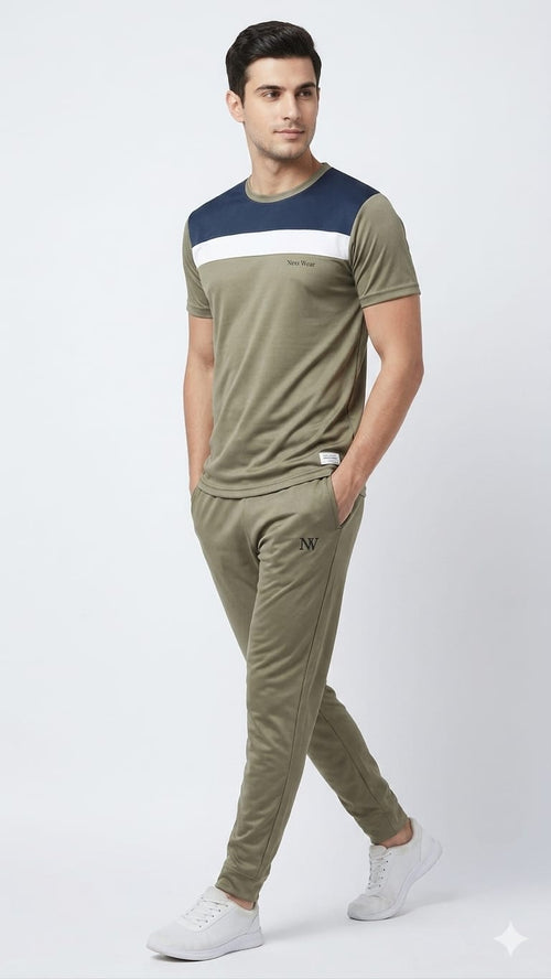 NexWear PrimeFlex Tracksuit - Olive & Blue